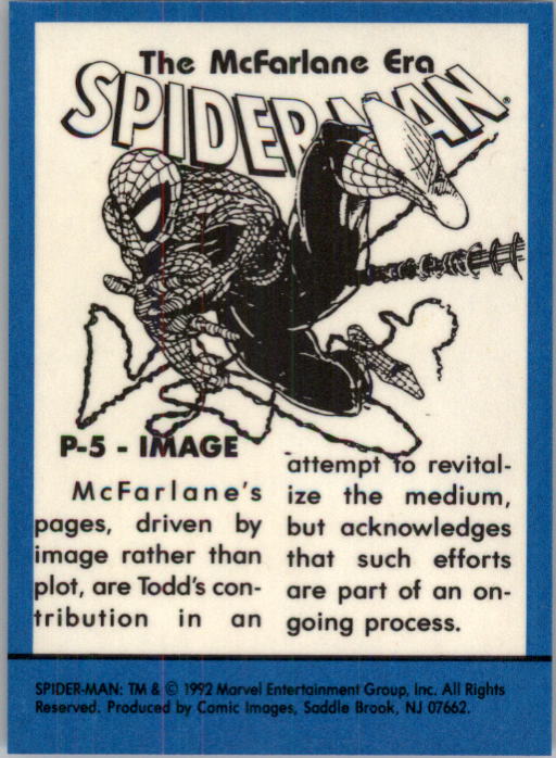 1992 Comic Images Spider-Man Todd McFarlane Era Prisms #P5 Image back image