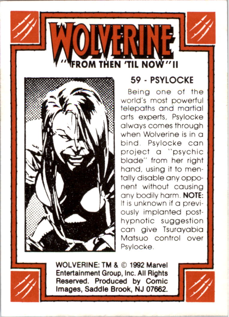 1992 Comic Images Wolverine From Then 'Til Now II #59 Psylocke - NM-MT