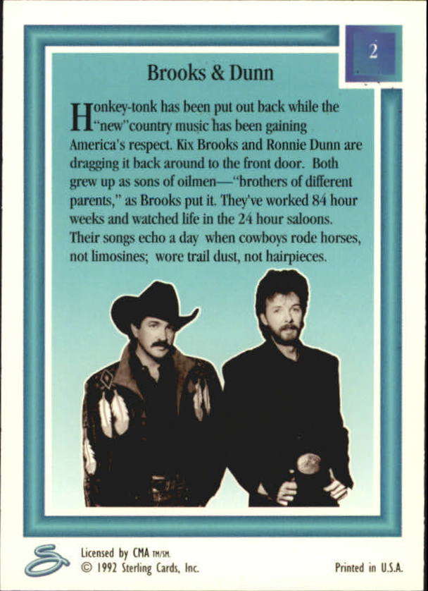 1992 Sterling Country Gold #2 Brooks and Dunn back image