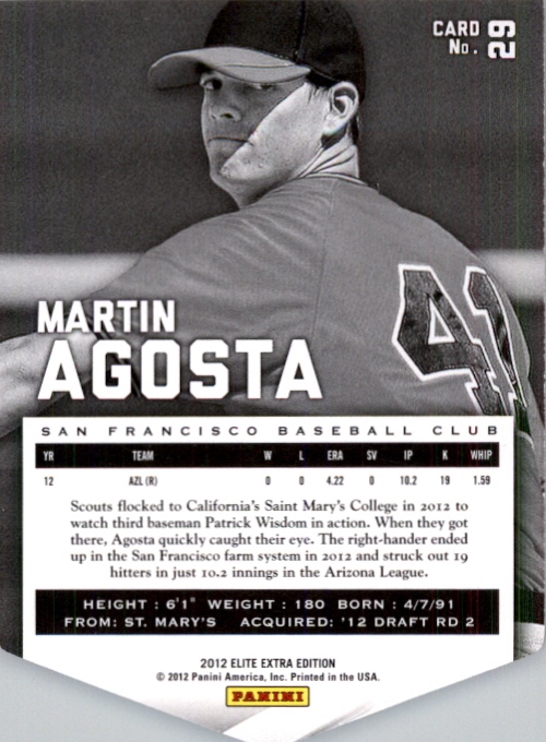 2012 Elite Extra Edition Aspirations #29 Martin Agosta back image