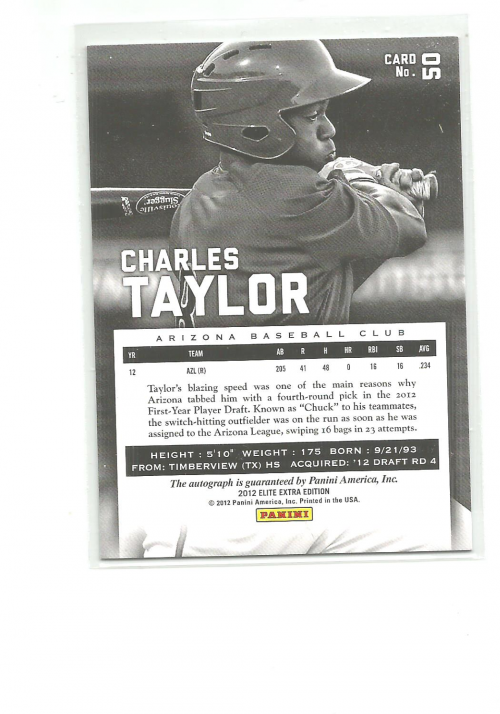 2012 Elite Extra Edition Franchise Futures Signatures #50 Charles Taylor/492 back image