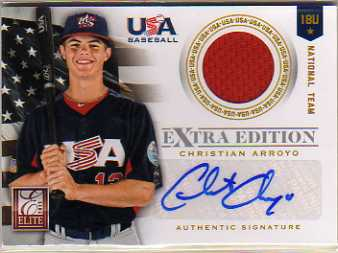 2012 Elite Extra Edition USA Baseball 18U Game Jersey Signatures #2 Christian Arroyo