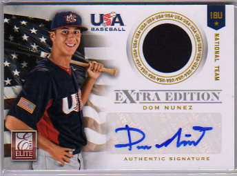 2012 Elite Extra Edition USA Baseball 18U Game Jersey Signatures #13 Dom Nunez