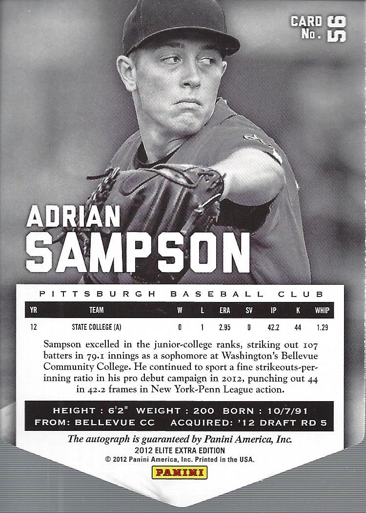 2012 Elite Extra Edition Signature Aspirations #56 Adrian Sampson back image