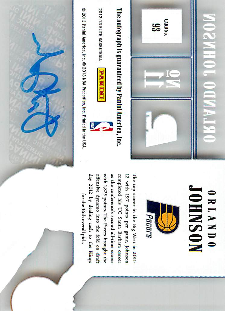 2012-13 Elite Rookie Inscriptions #93 Orlando Johnson back image