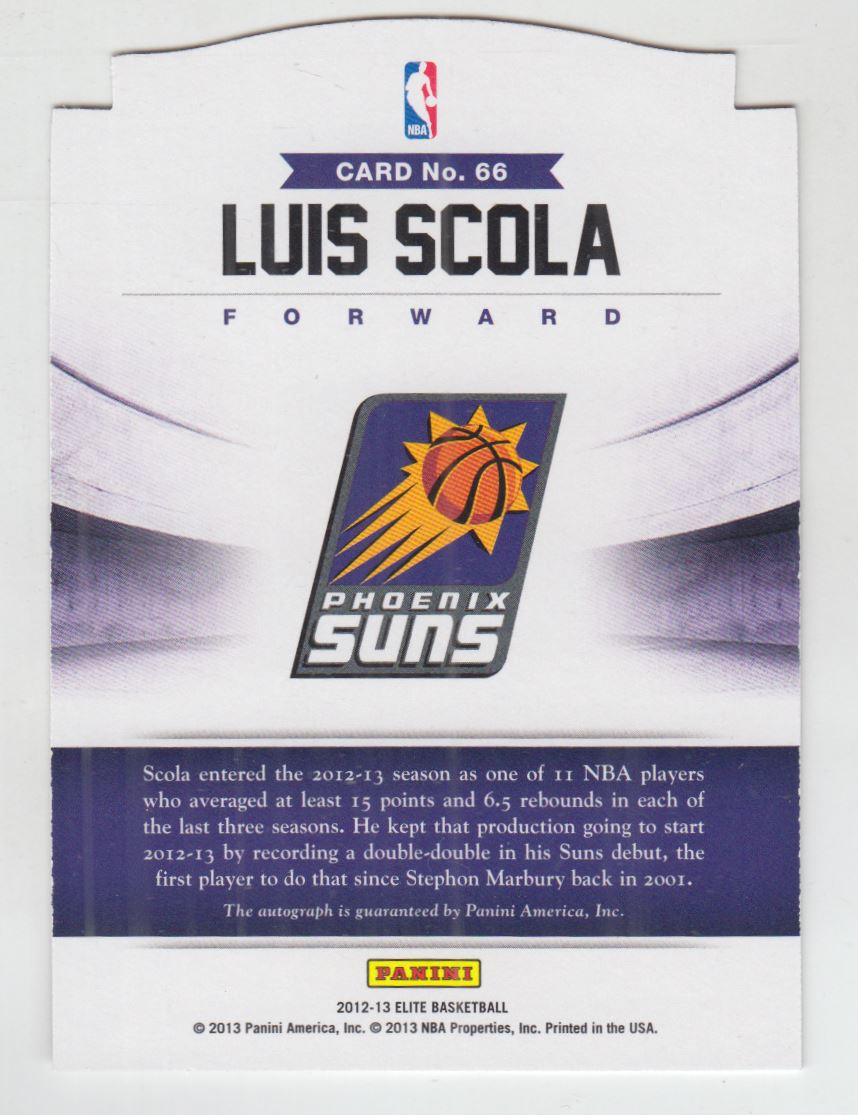 2012-13 Elite Turn of the Century Autographs #66 Luis Scola/49 back image