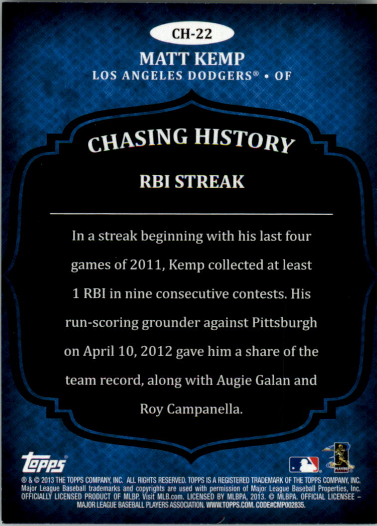 2013 Topps Chasing History Baseball Card Pick (Inserts)