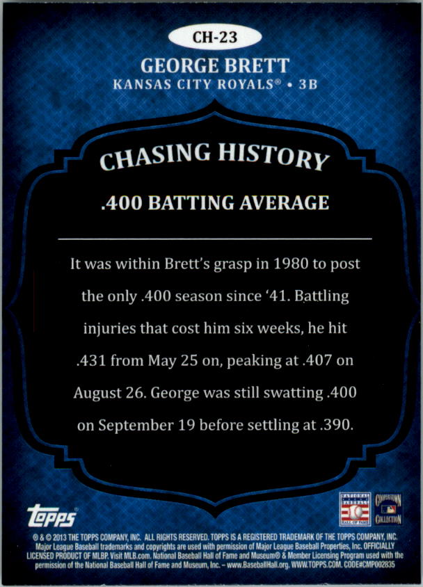 2013 Topps Chasing History Baseball Card Pick (Inserts)