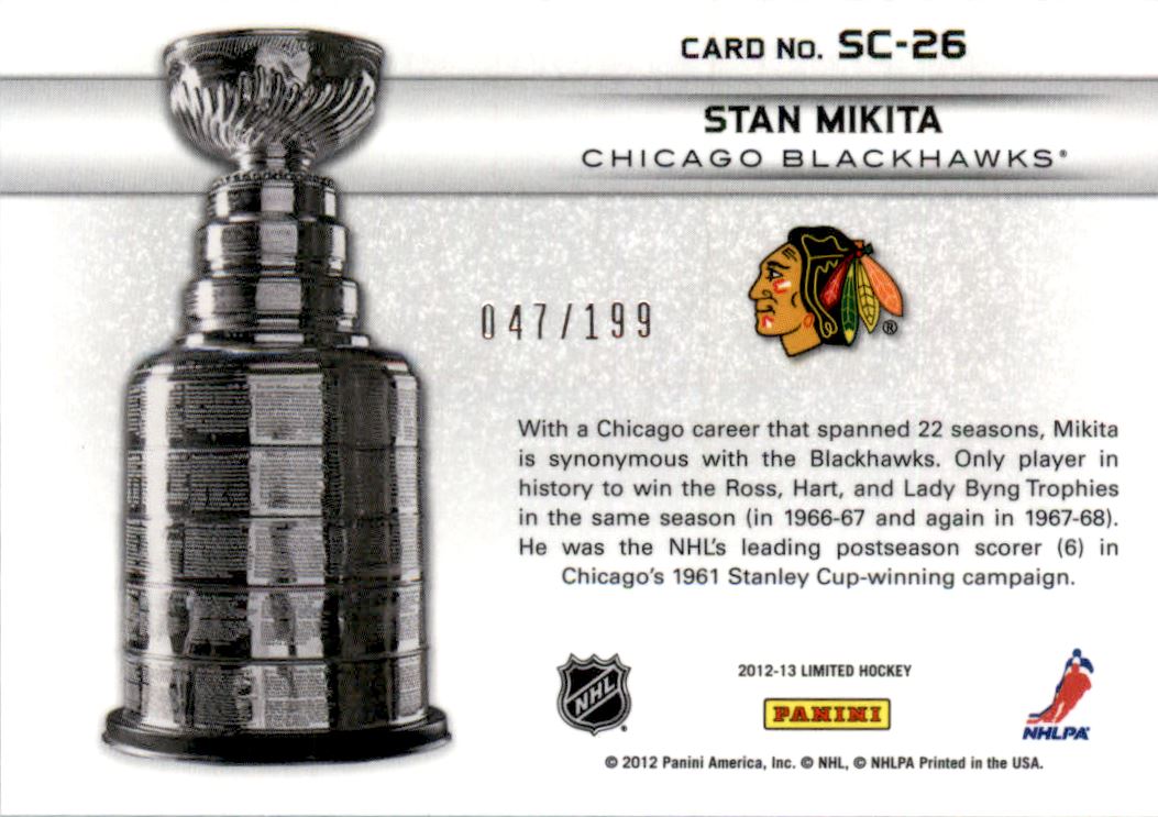 2012-13 Limited Stanley Cup Winners #SC26 Stan Mikita back image