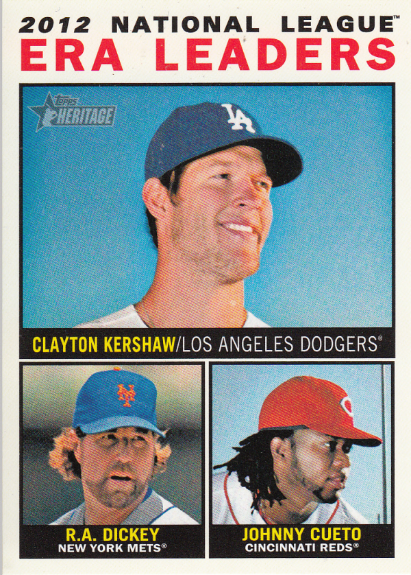 2013 Topps Heritage #1 Clayton Kershaw/R.A. Dickey/Johnny Cueto