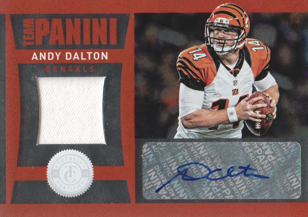 2012 Totally Certified Team Panini Material Autographs #18 Andy Dalton/25