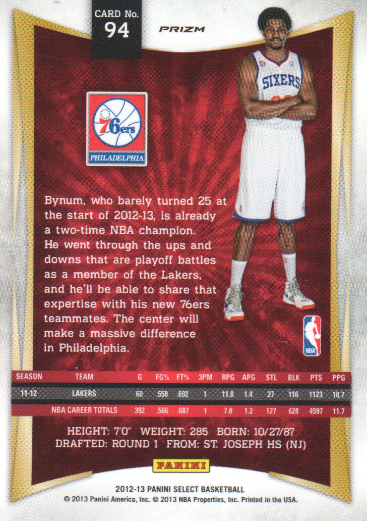 2012-13 Select Prizms #94 Andrew Bynum back image