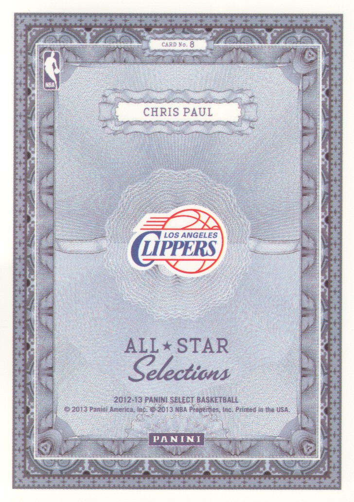 2012-13 Select All-Star Selections #8 Chris Paul back image