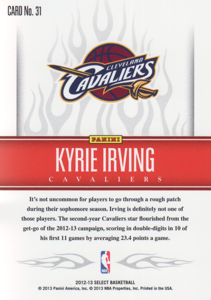 2012-13 Select Hot Rookies #31 Kyrie Irving back image