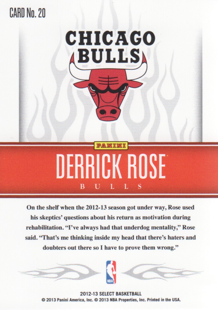 2012-13 Select Hot Stars #20 Derrick Rose back image