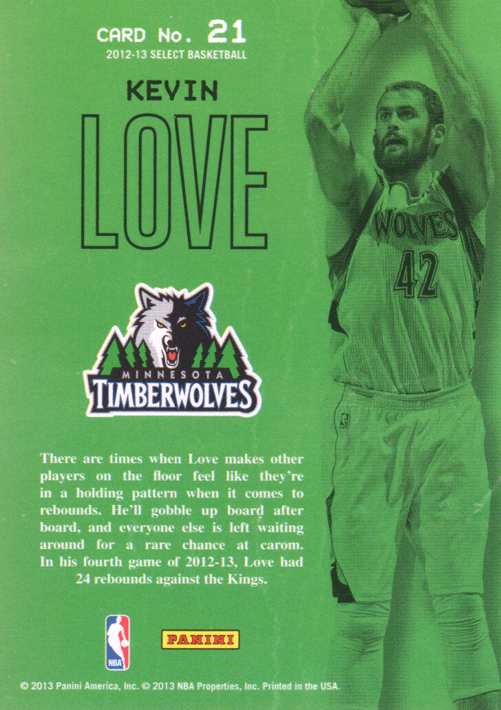 2012-13 Select In-Flight Selections #21 Kevin Love back image