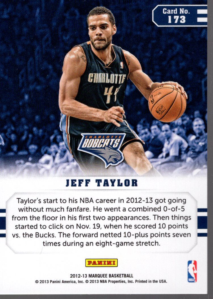 2012-13 Panini Marquee #173 Jeff Taylor RC back image