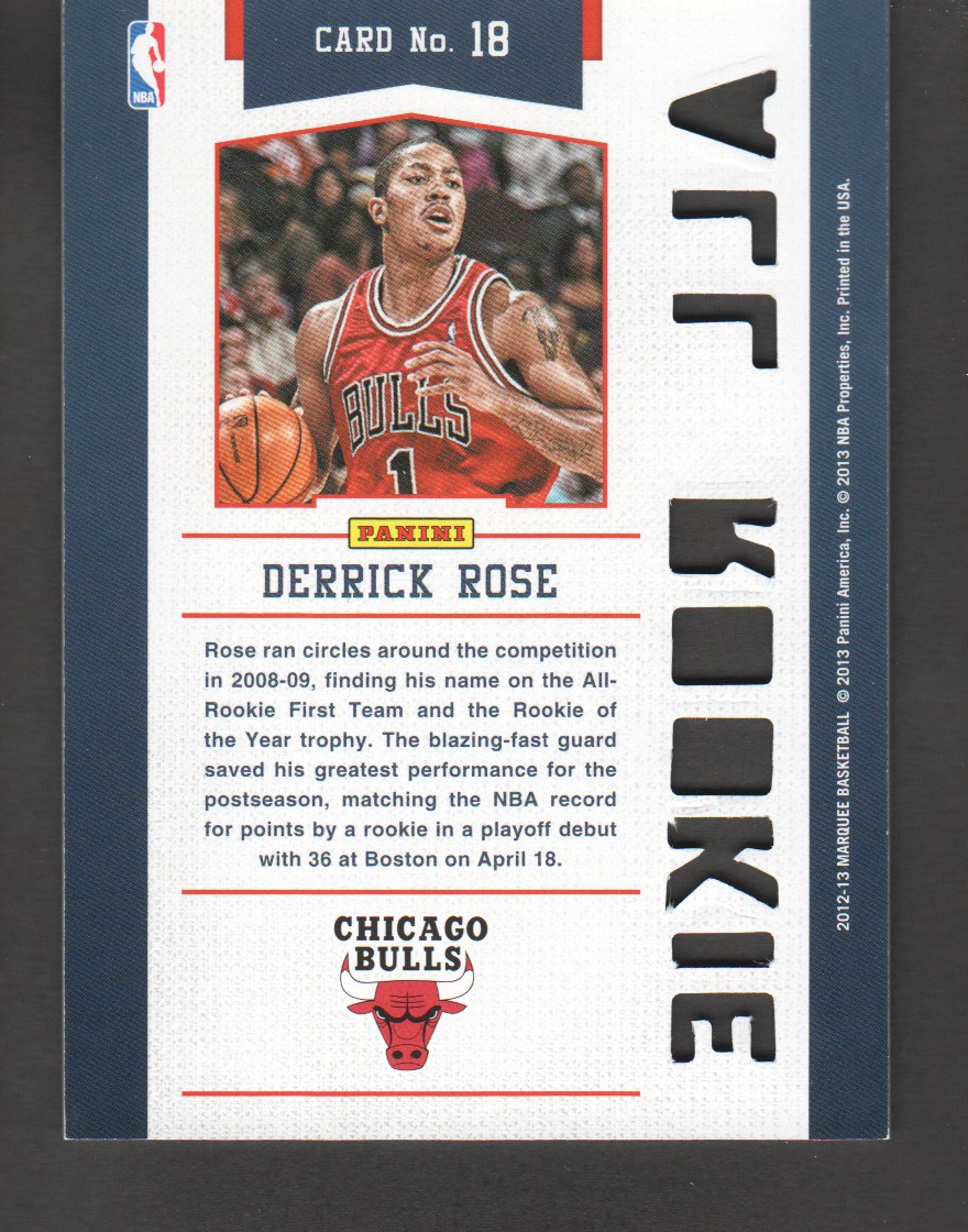2012-13 Panini Marquee All-Rookie Team Laser Cut #18 Derrick Rose back image