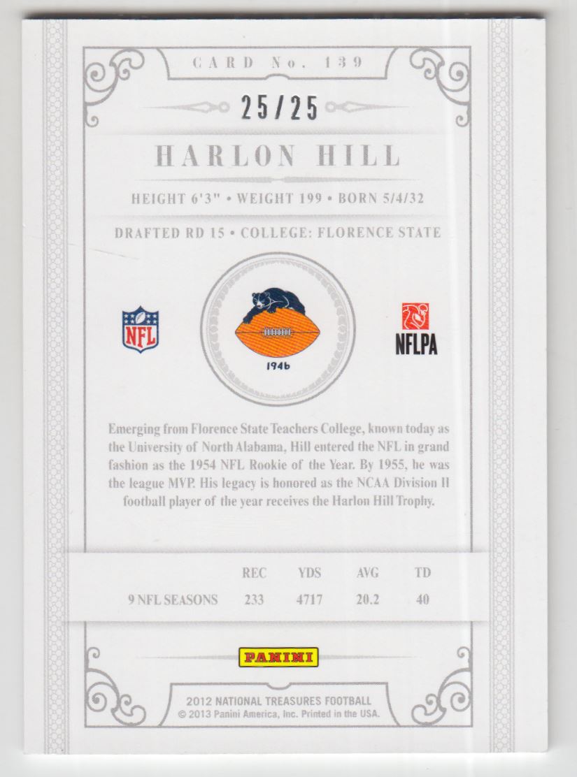 2012 Panini National Treasures Century Silver #139 Harlon Hill