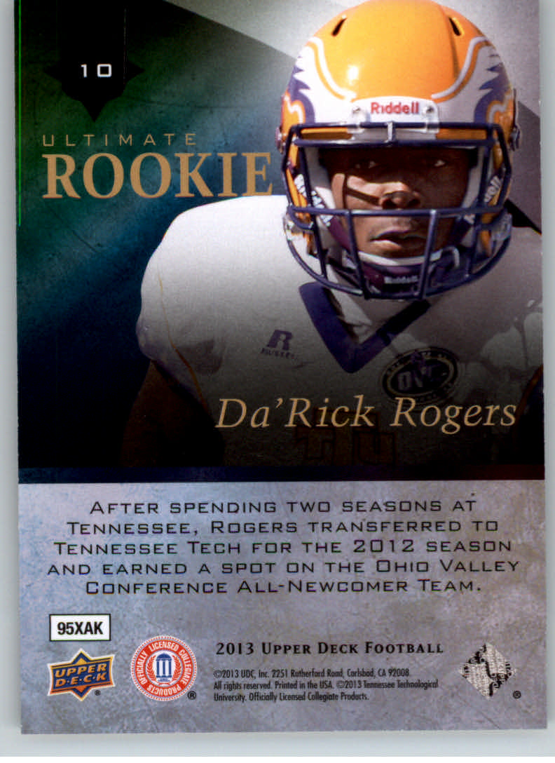 2013 Upper Deck Ultimate Collection Inserts #10 Da'Rick Rogers back image