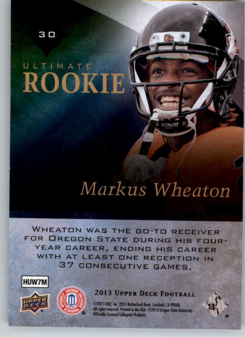 2013 Upper Deck Ultimate Collection Inserts #30 Markus Wheaton back image