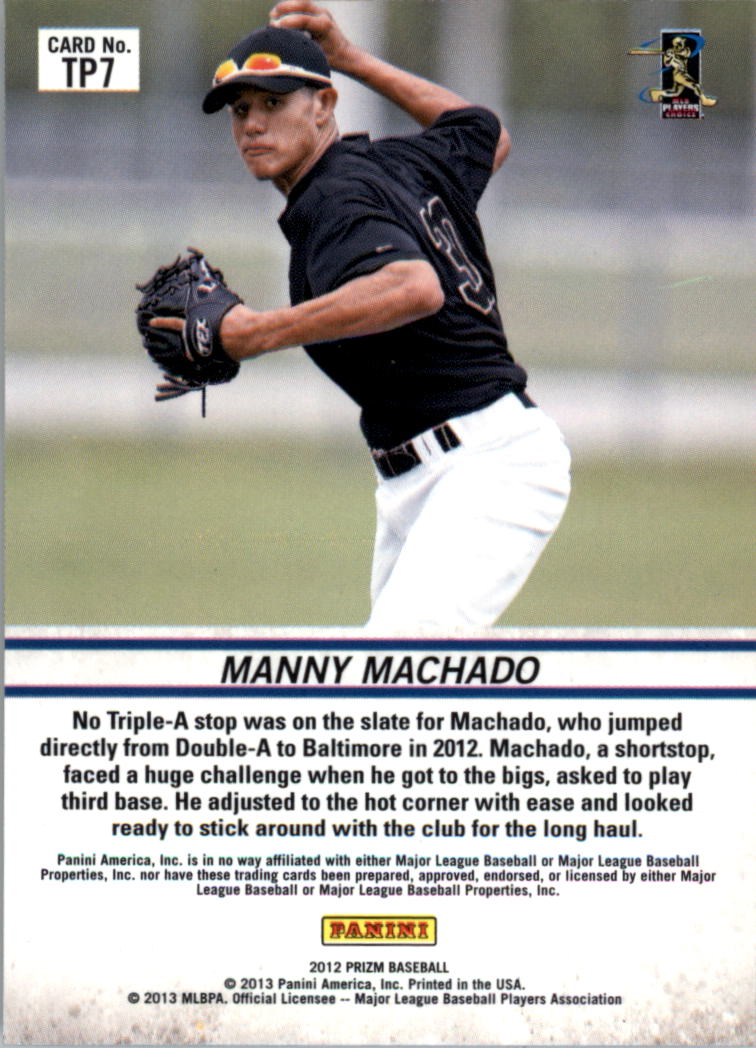 2012 Panini Prizm Top Prospects #TP7 Manny Machado back image