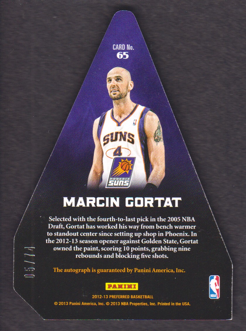 2012-13 Panini Preferred #65 Marcin Gortat PC AU/74 back image