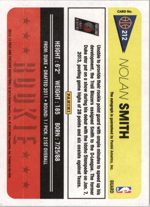 2012-13 Panini Past and Present Signatures #212 Nolan Smith