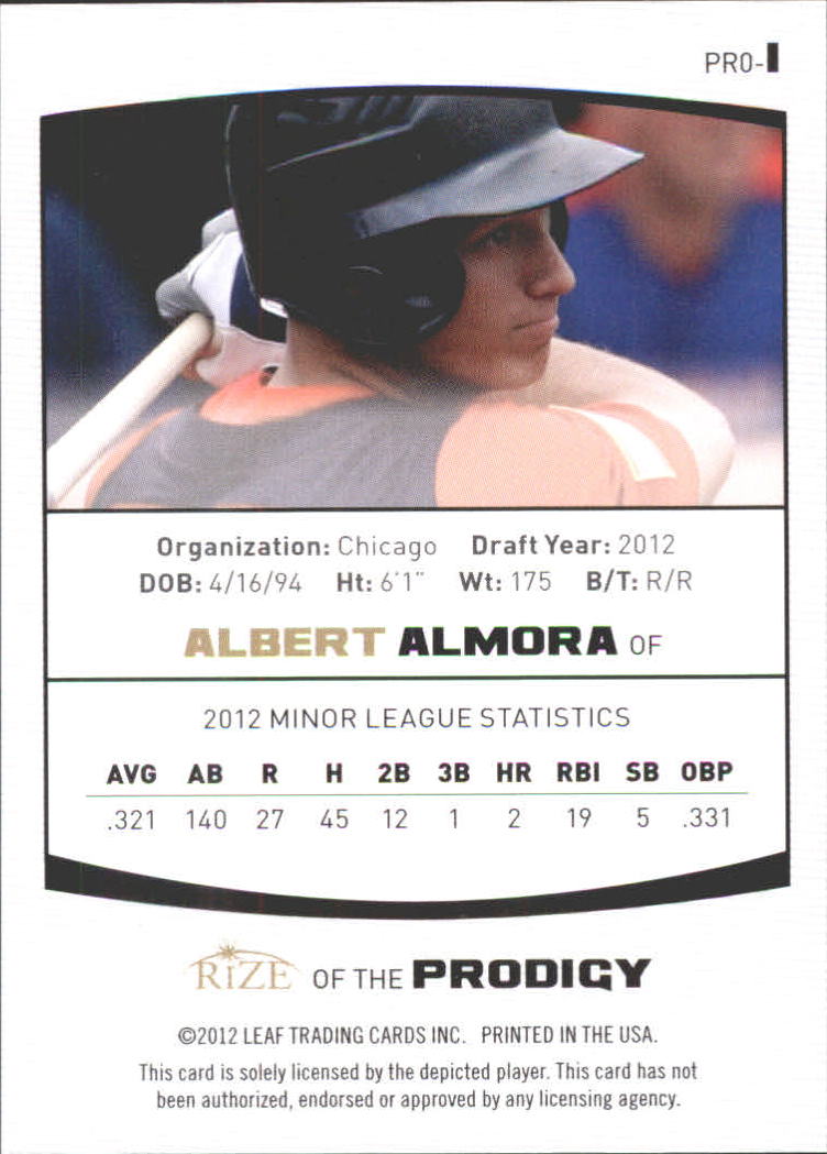2012 Rize Draft Prodigy #P1 Albert Almora back image