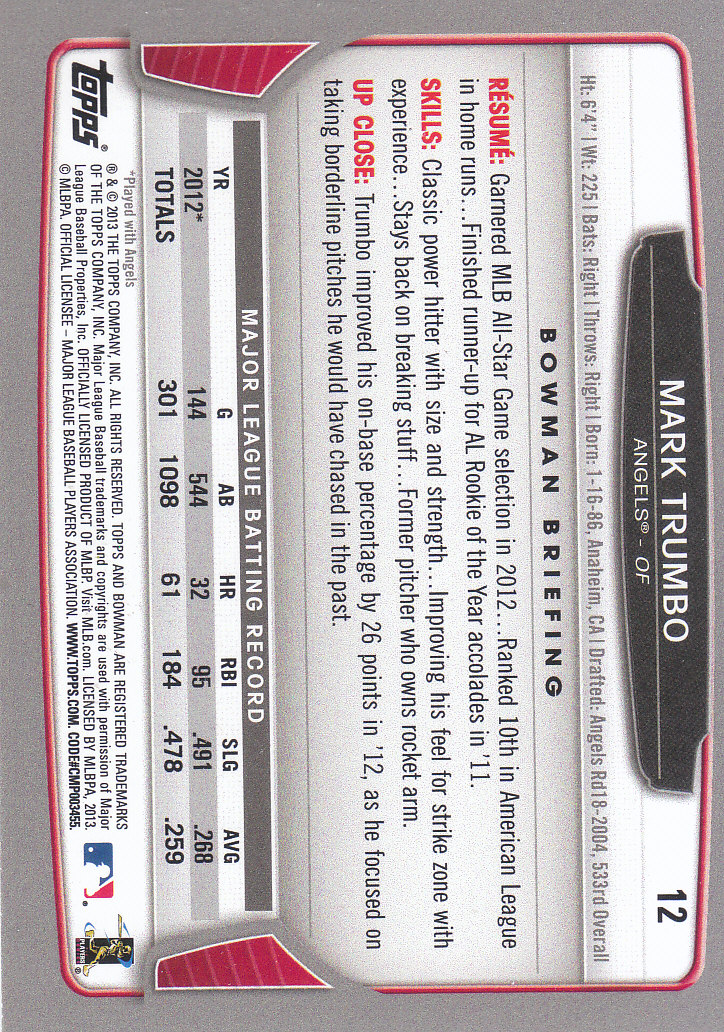 2013 Bowman Baseball "Main Set Red and Silver Ice" Parallel Cards - Picture 5 of 31