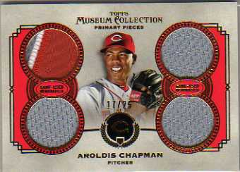 2013 Topps Museum Collection Primary Pieces Quad Relics Gold #AC Aroldis Chapman