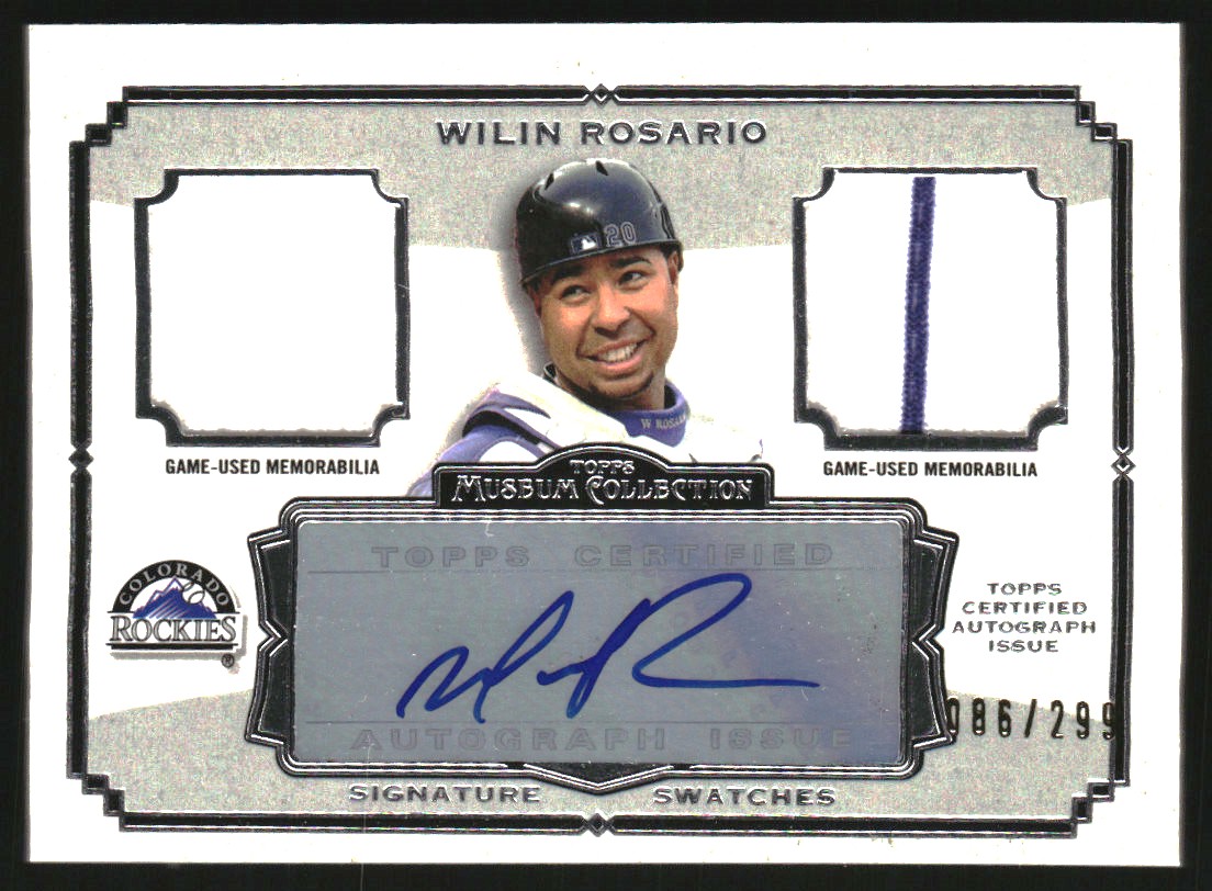 2013 Topps Museum Collection Signature Swatches Dual Relic Autographs #WR Wilin Rosario/299