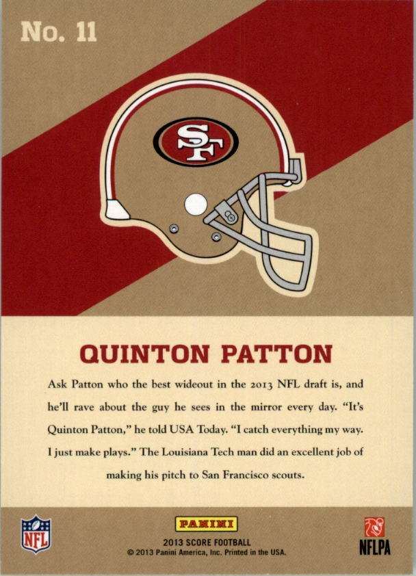 2013 Score Hot Rookies Retail #11 Quinton Patton back image