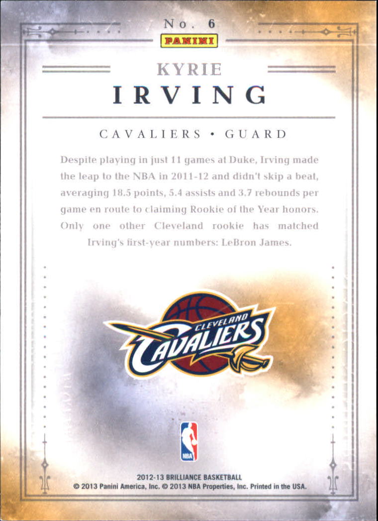 2012-13 Panini Brilliance Magic Numbers #6 Kyrie Irving back image