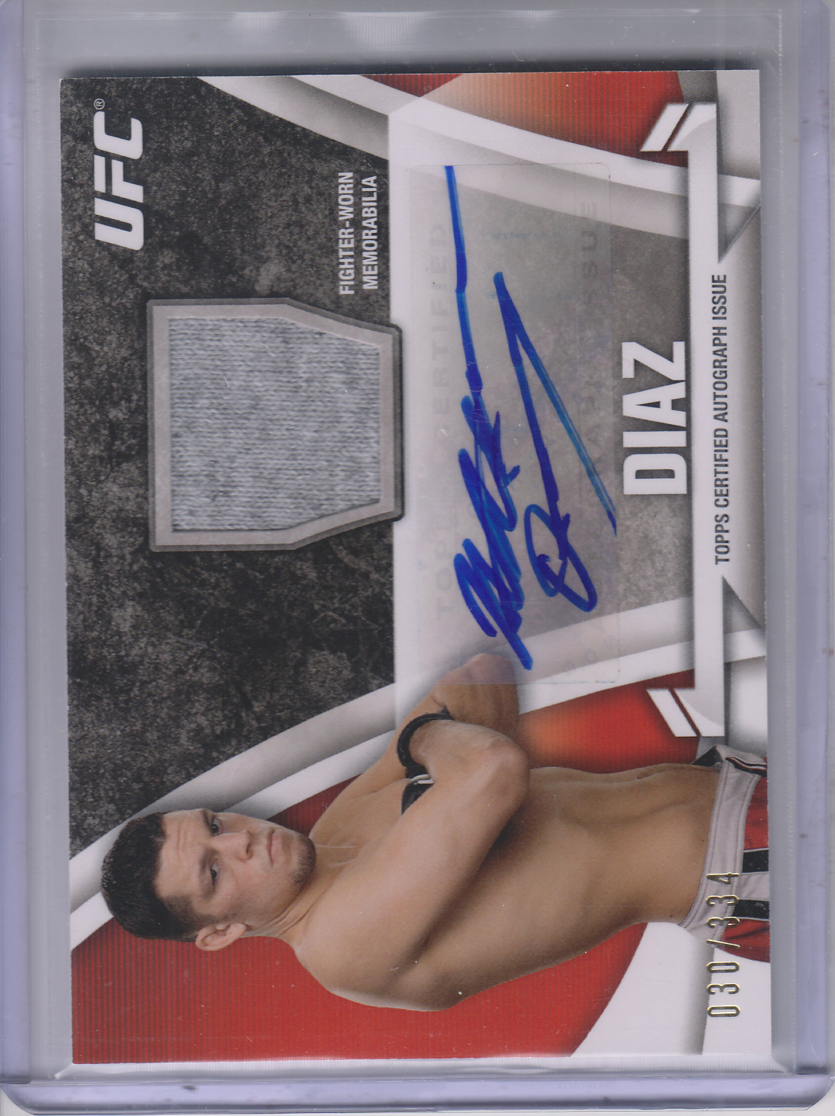 2013 Topps UFC Knockout Fighter Relics Autographs #KARNDI Nate Diaz/334