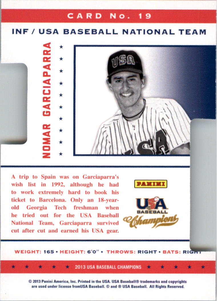 2013 USA Baseball Champions Legends Certified Die-Cuts #19 Nomar Garciaparra back image