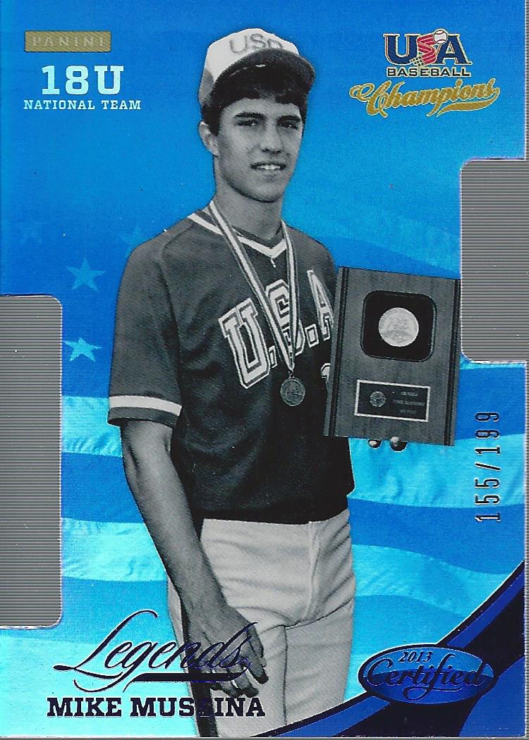2013 USA Baseball Champions Legends Certified Die-Cuts Mirror Blue #25 Mike Mussina