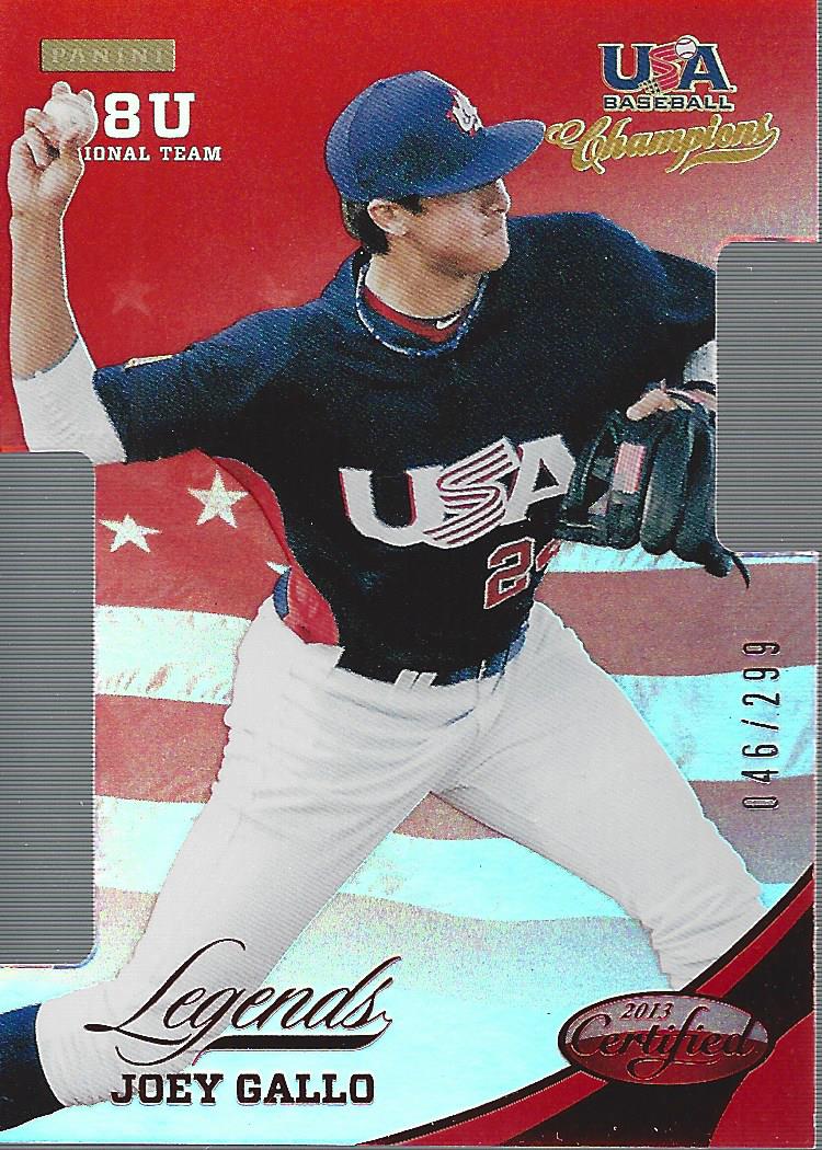 2013 USA Baseball Champions Legends Certified Die-Cuts Mirror Red #21 Joey Gallo