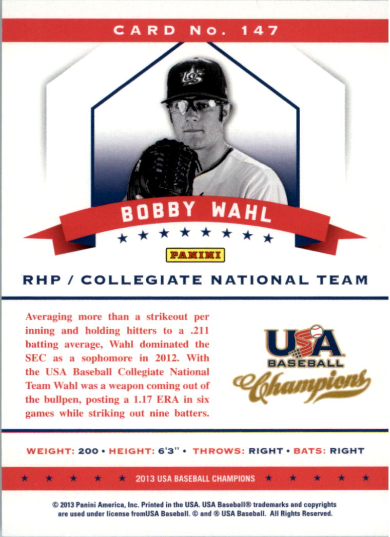 2013 USA Baseball Champions National Team Mirror Blue #147 Bobby Wahl back image