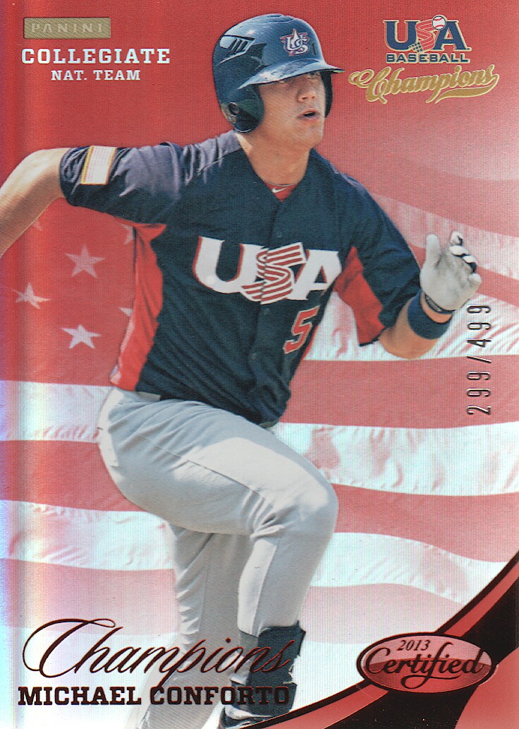 2013 USA Baseball Champions National Team Mirror Red #129 Michael Conforto