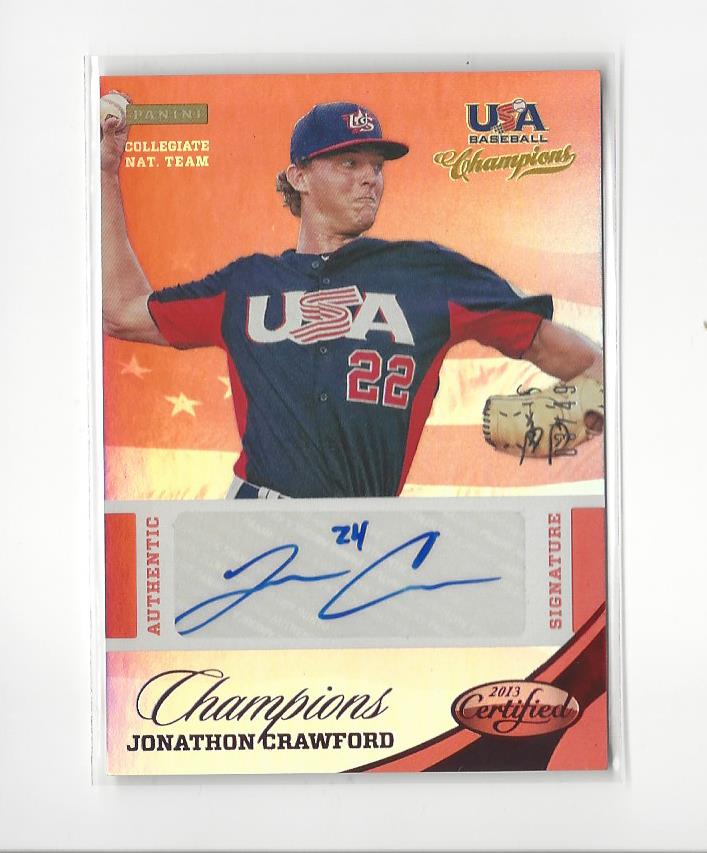 2013 USA Baseball Champions National Team Certified Signatures Mirror Red #6 Jonathon Crawford
