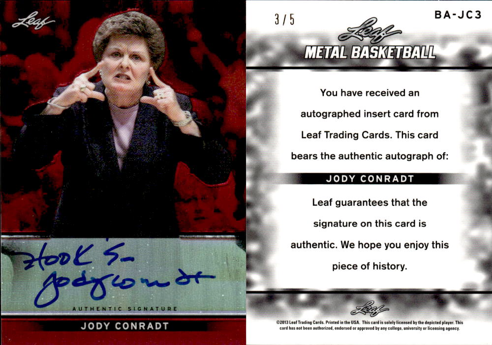 2012-13 Leaf Metal Holo Red #BAJC3 Jody Conradt