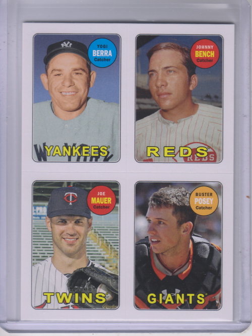 2013 Topps Archives Four-In-One #BBMP Yogi Berra/Johnny Bench/Joe Mauer/Buster Posey