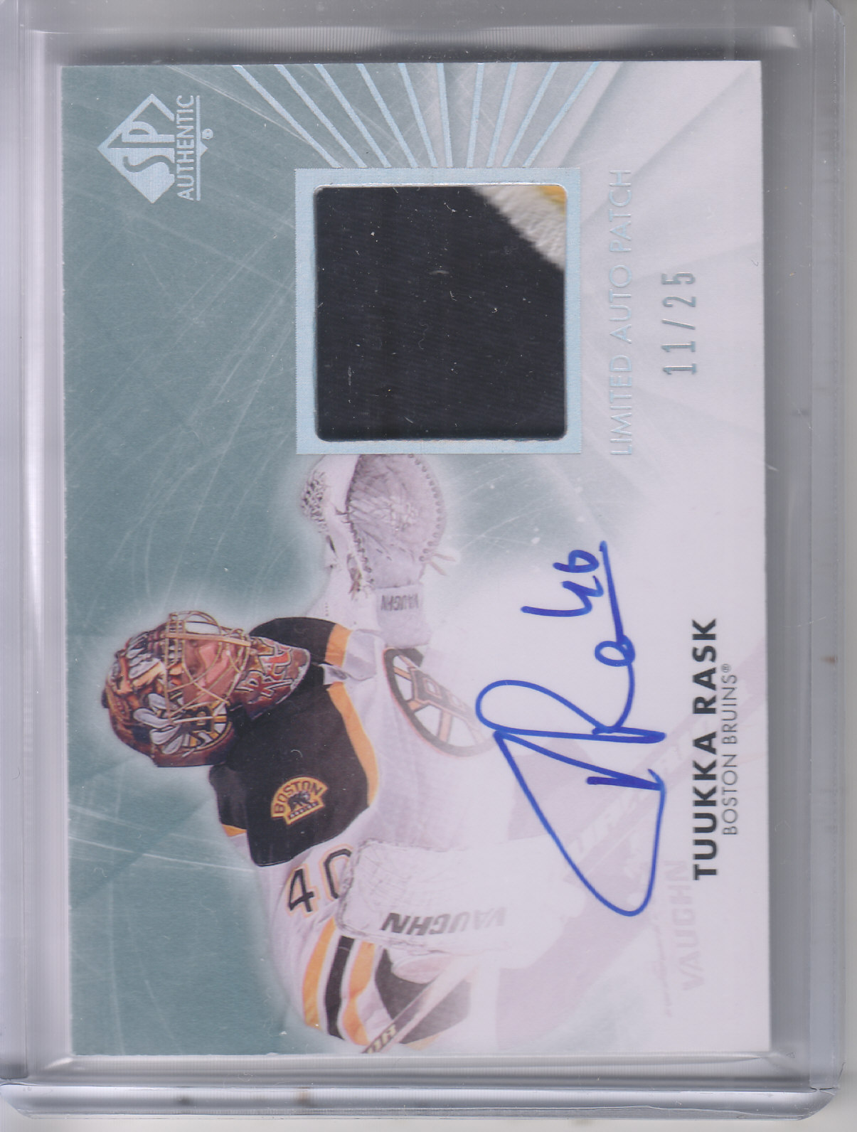 2011-12 SP Authentic Limited Patches #20 Tuukka Rask AU/25/(inserted in 2012-13 SP Authentic)