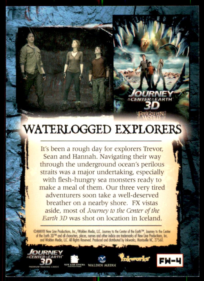 2008 Inkworks Journey to the Center of the Earth 3-D Forgotten World Puzzle #FW4 Waterlogged Explorers back image