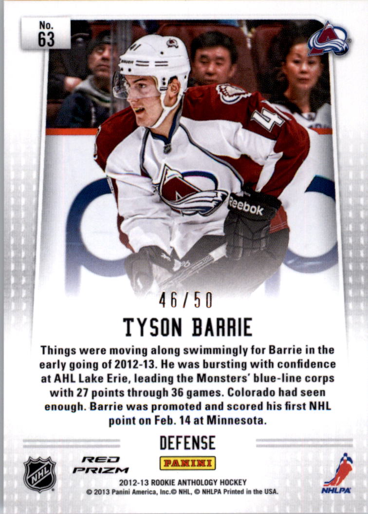 2012-13 Panini Prizm Red #63 Tyson Barrie back image