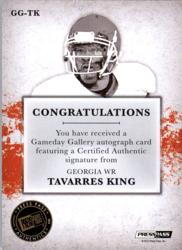 2013 Press Pass Gameday Gallery Red #TK Tavarres King/12* back image