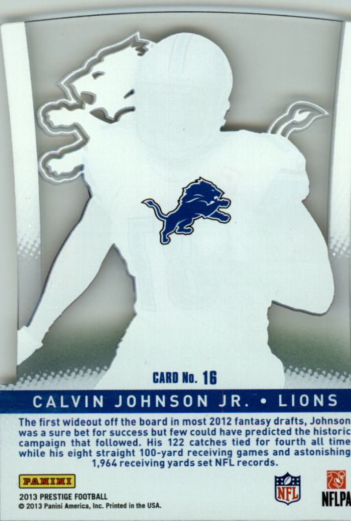2013 Prestige Fantasy Team #16 Calvin Johnson back image