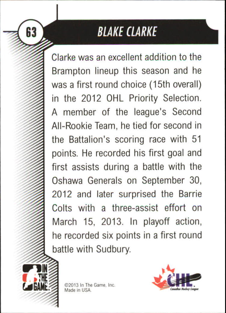 2012-13 ITG Draft Prospects Gold #63 Blake Clarke FDP back image