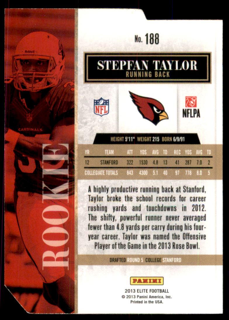2013 Elite Status #188 Stepfan Taylor/30 back image